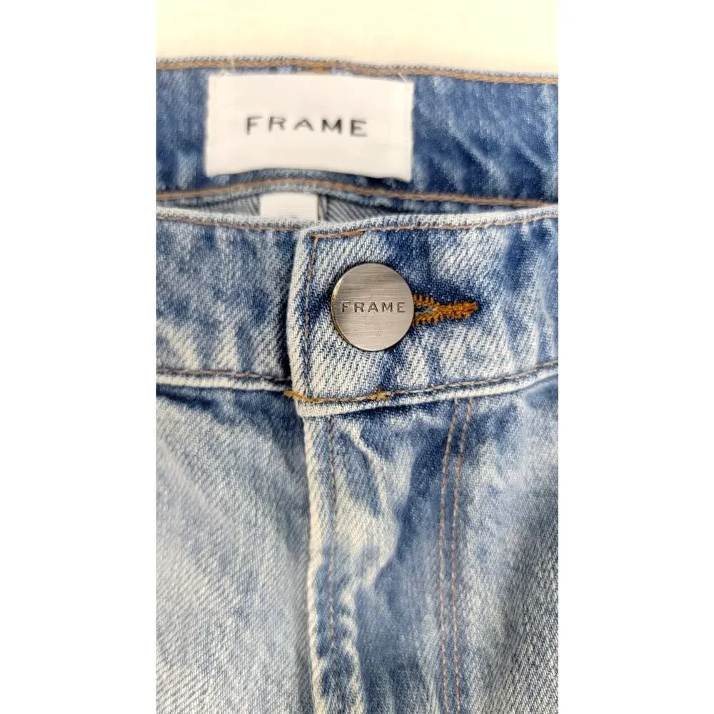 FRAME Le Garcon Crop Jeans Light Wash Distressed Raw Hem 28